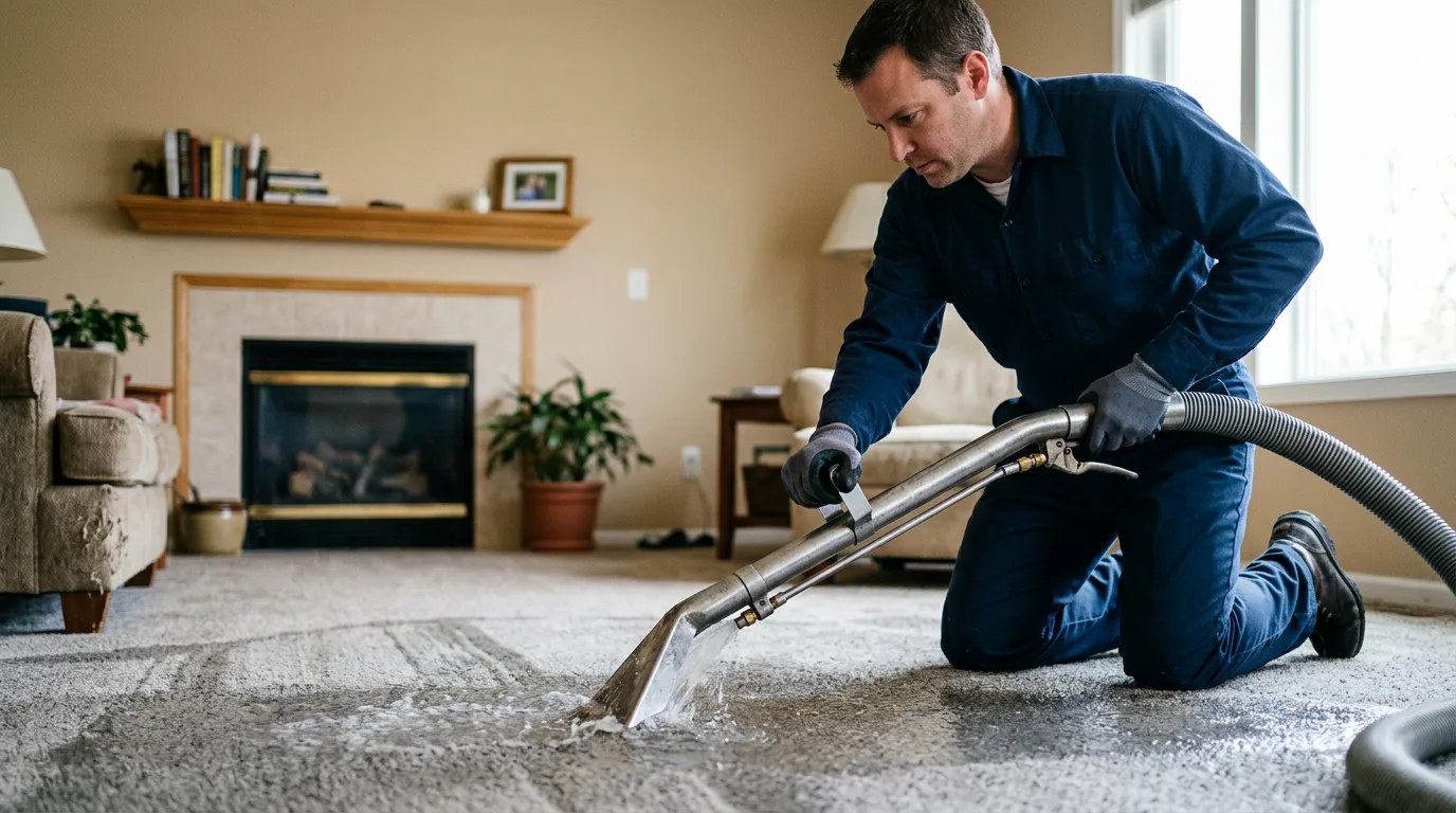 Water damage restoration technician working near Nice, CA
